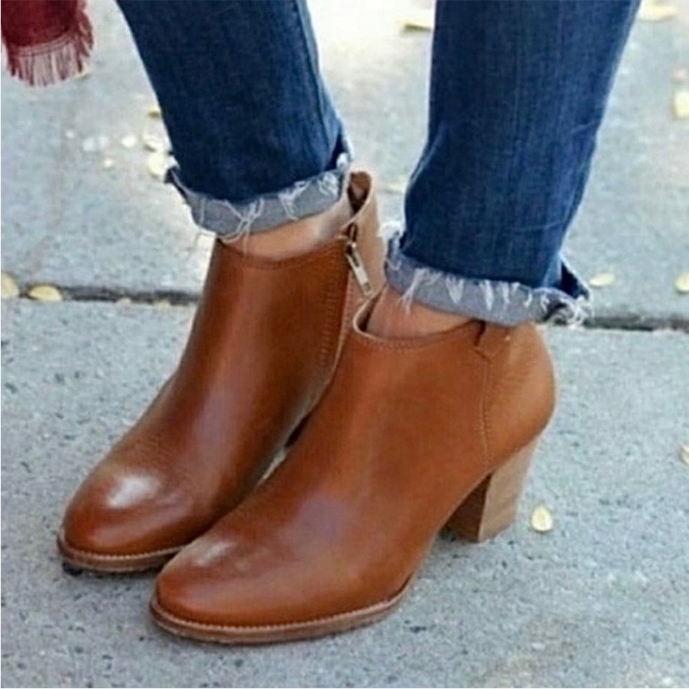 Madewell Billie Boot Cognac Brown Ankle Boot Booties Size 8 Genuine leather